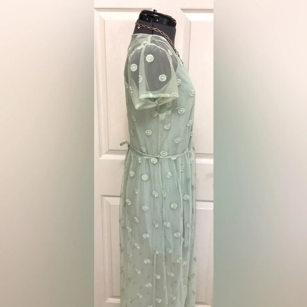 Abercrombie & Fitch Mint Embroidered Maxi Dress